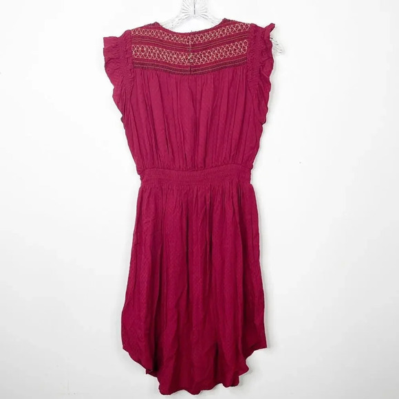 ANTHROPOLOGIE DOLAN Tansy Burgundy Maroon Smocked Midi Dress Sz. XS - Picture 6 of 6